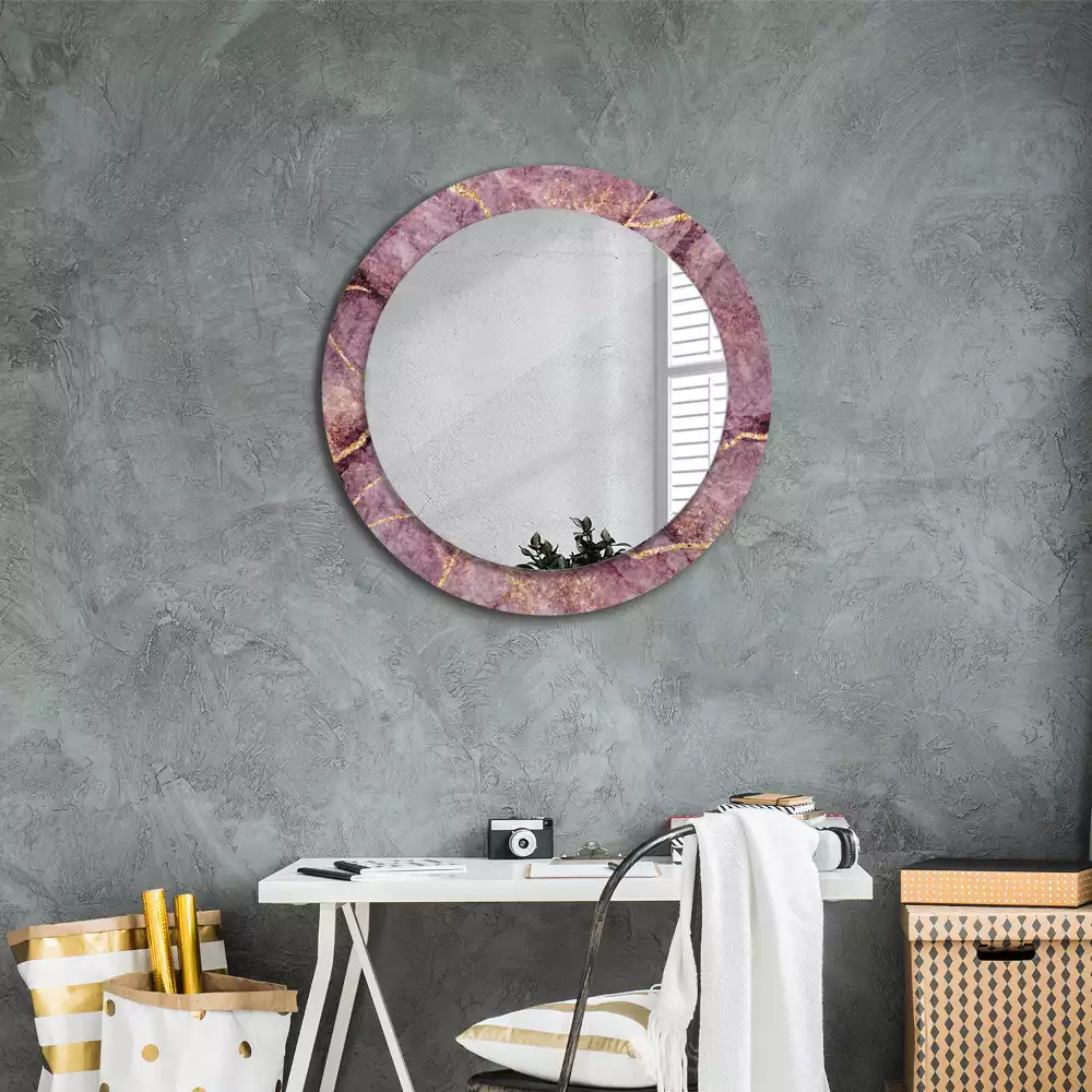 Miroir rond avec décoration Imitation marbre