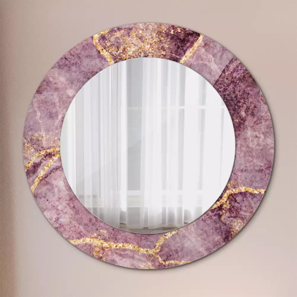 Miroir rond avec décoration Imitation marbre
