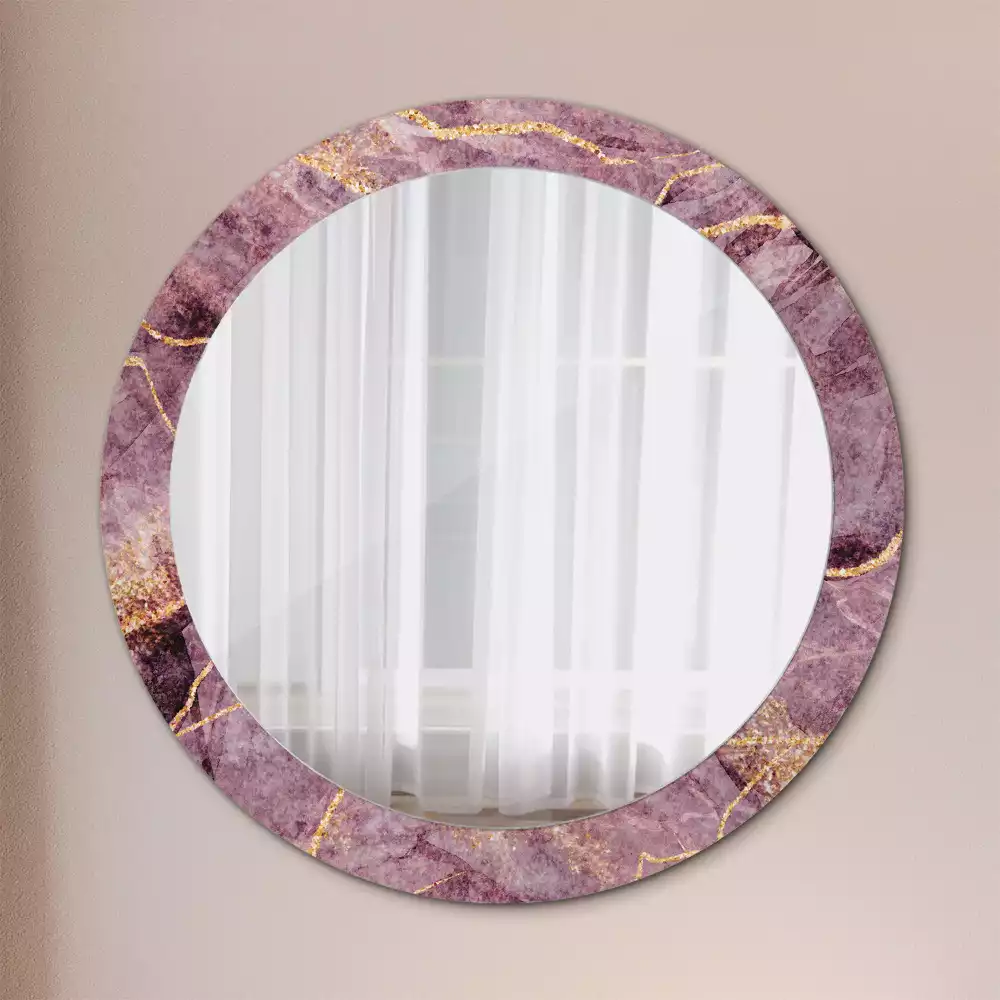 Miroir rond avec décoration Imitation marbre