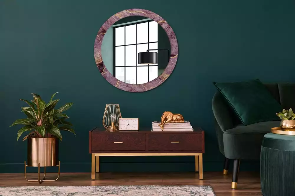 Miroir rond avec décoration Imitation marbre