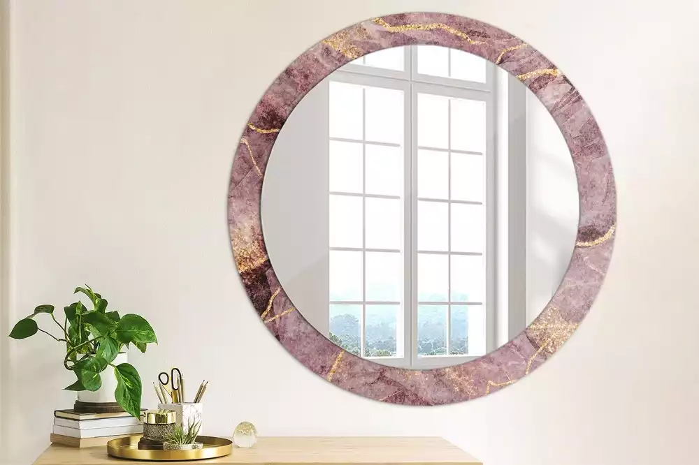 Miroir rond avec décoration Imitation marbre
