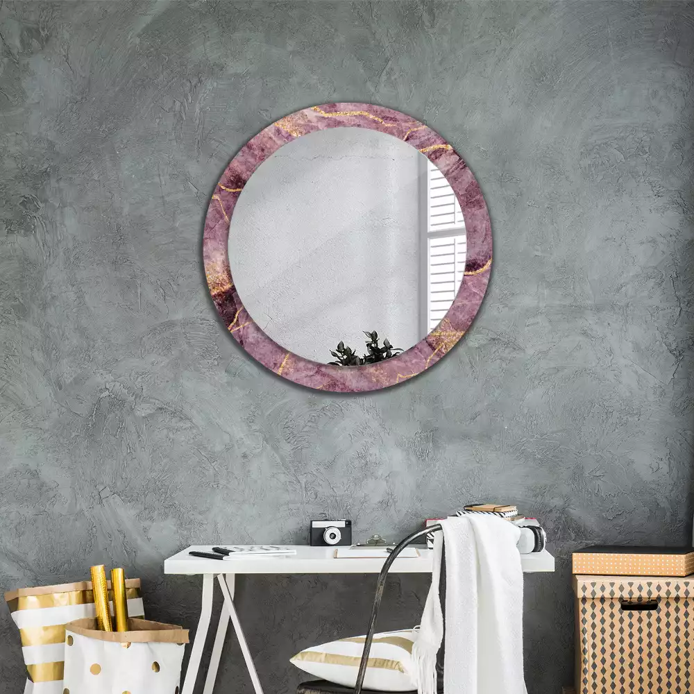 Miroir rond avec décoration Imitation marbre