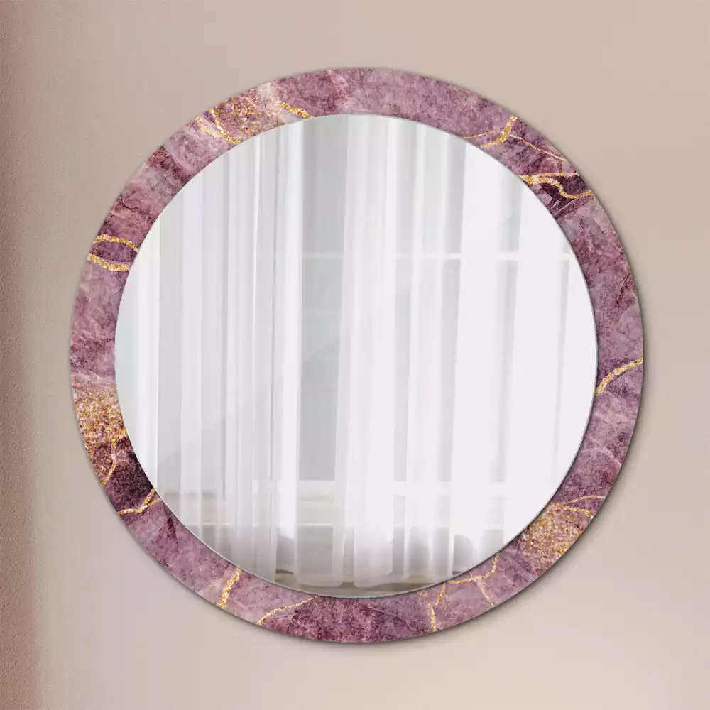 Miroir rond avec décoration Imitation marbre