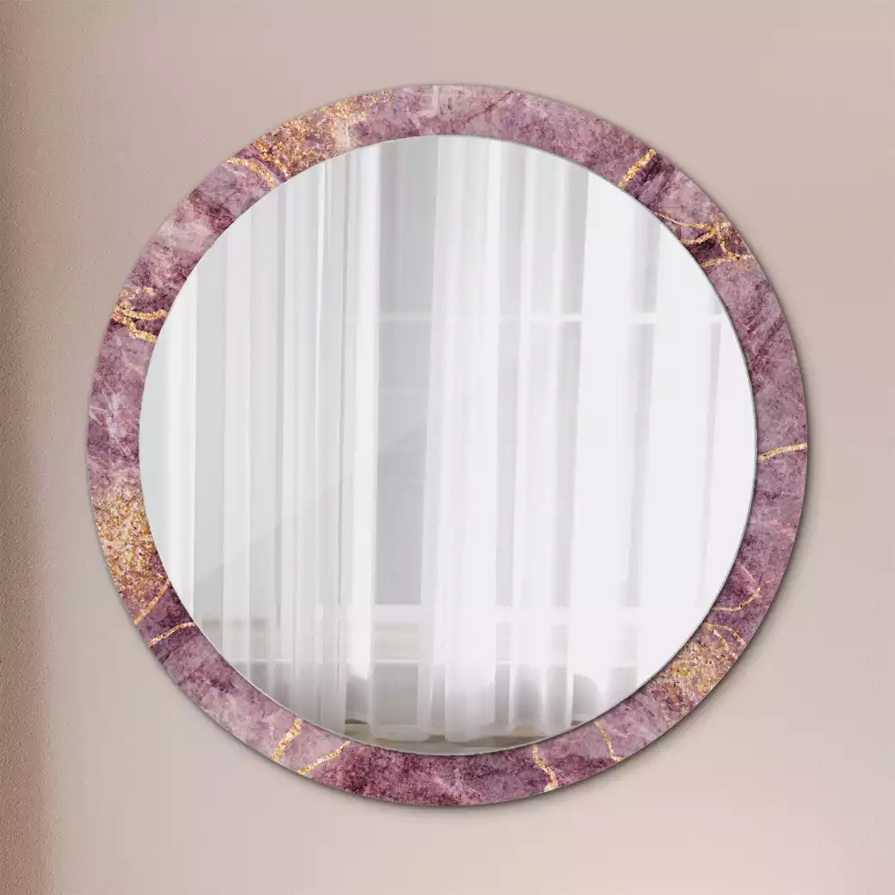 Miroir rond avec décoration Imitation marbre