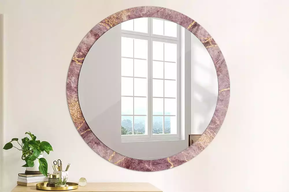 Miroir rond avec décoration Imitation marbre