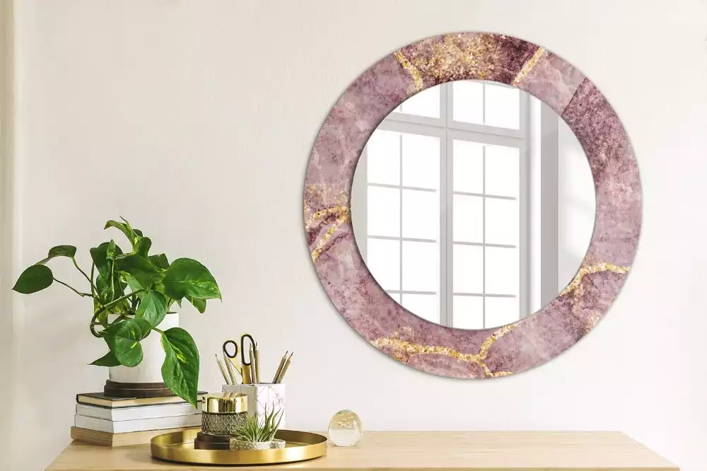 Miroir rond avec décoration Imitation marbre