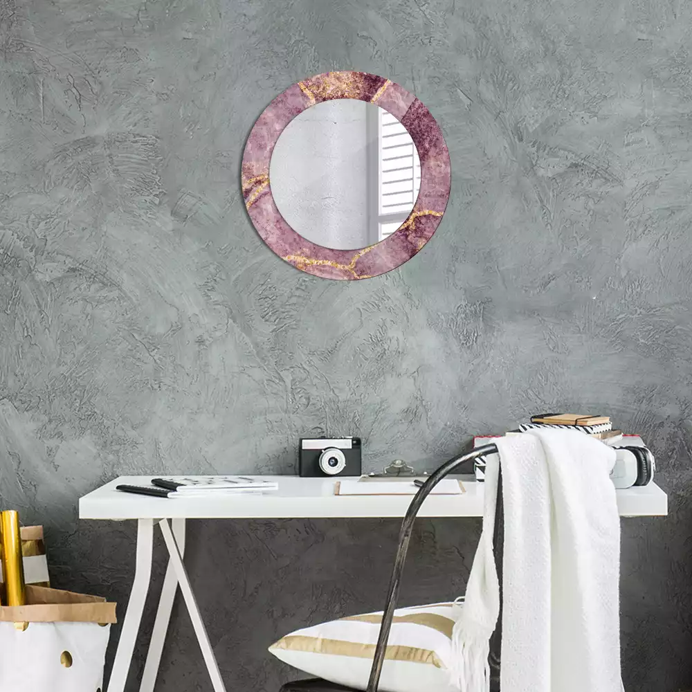 Miroir rond avec décoration Imitation marbre