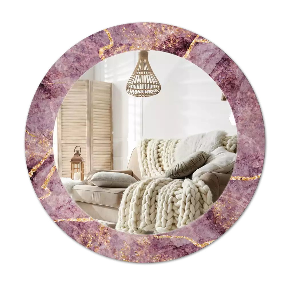 Miroir rond avec décoration Imitation marbre