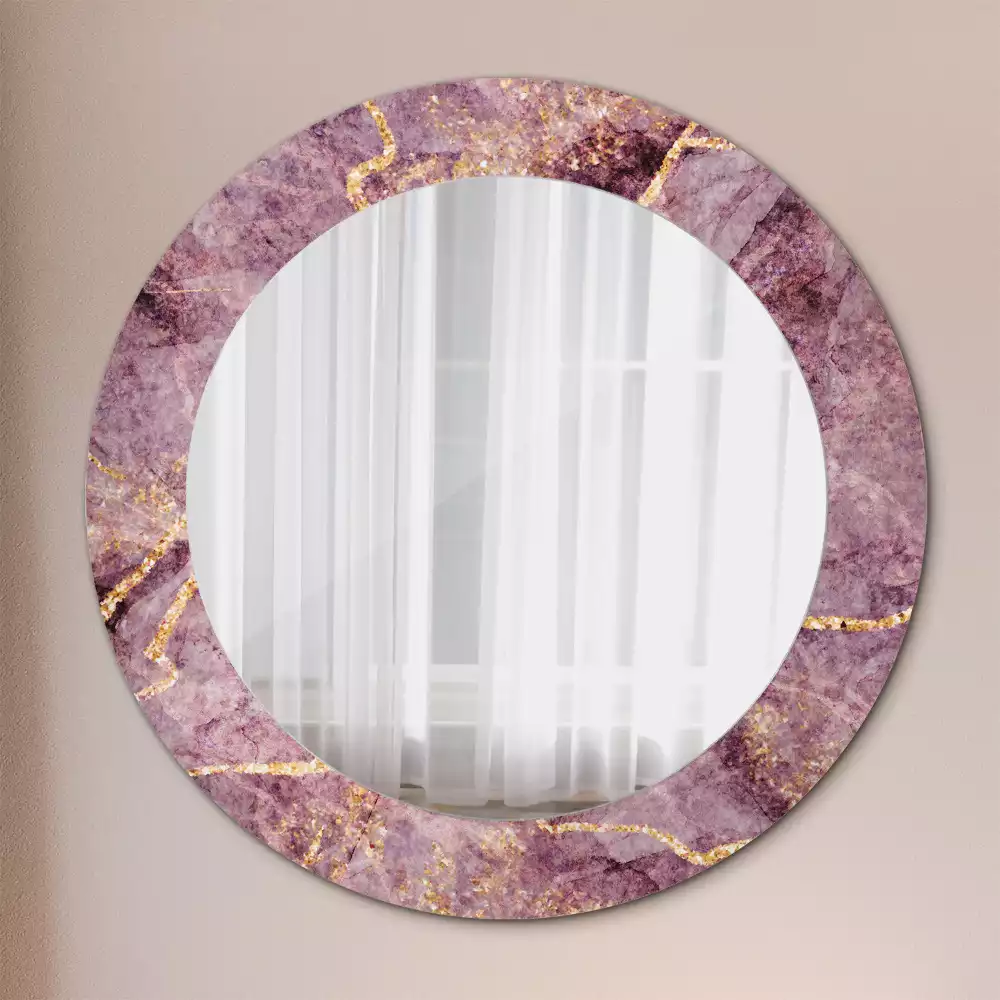 Miroir rond avec décoration Imitation marbre