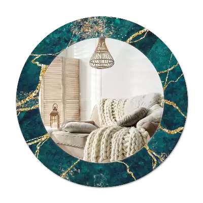 Miroir rond imprimé Marbre vert