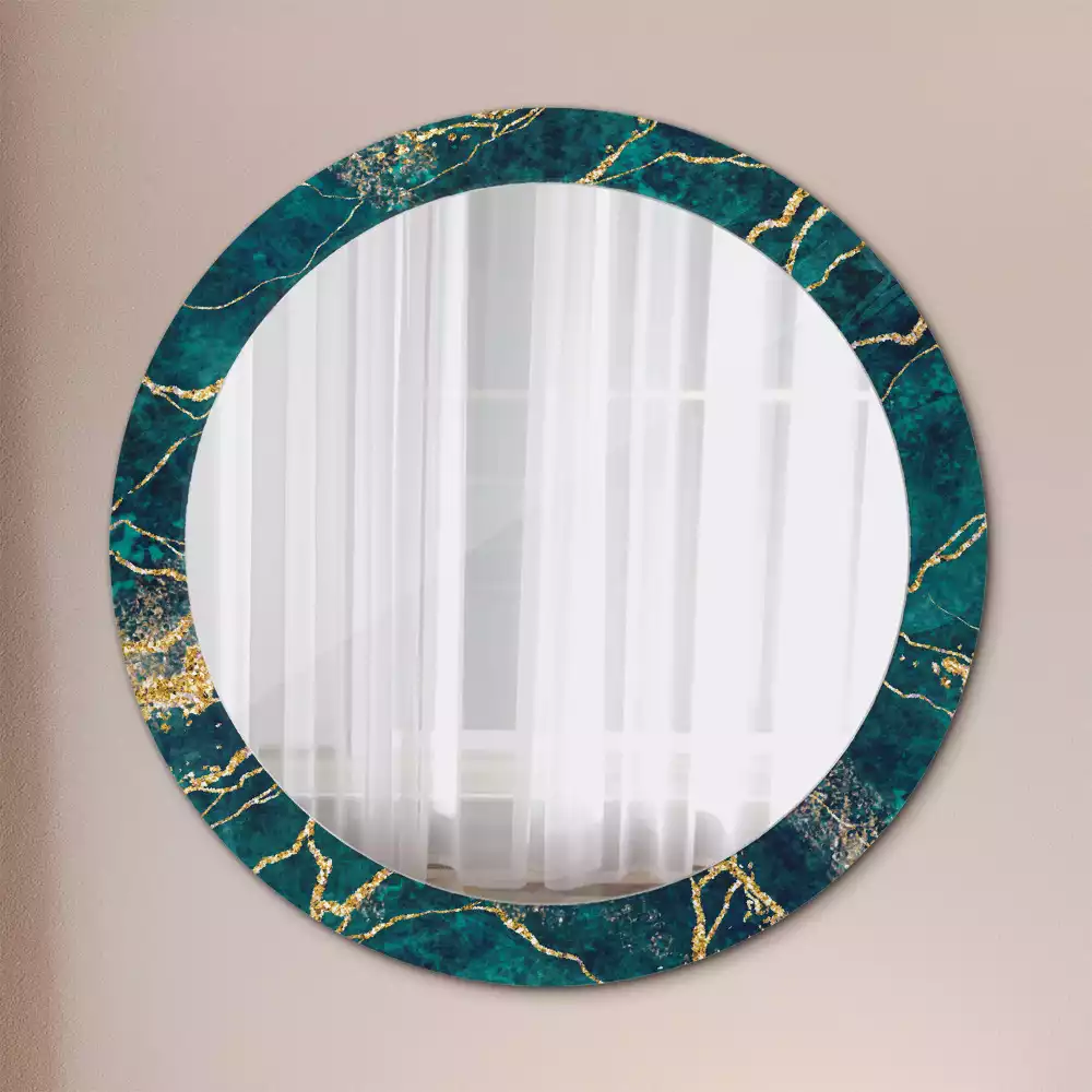 Miroir rond imprimé Marbre vert