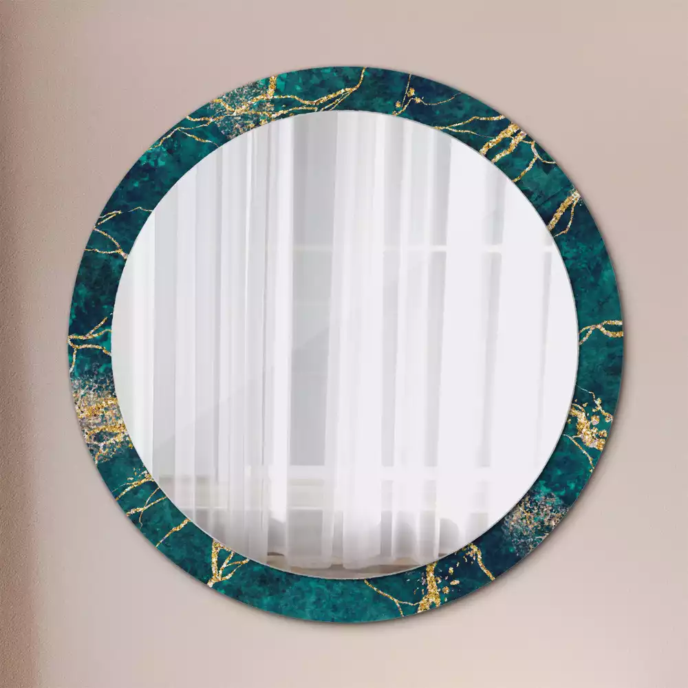 Miroir rond imprimé Marbre vert