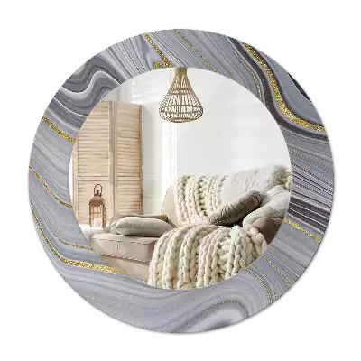 Miroir rond avec décoration Marbre gris