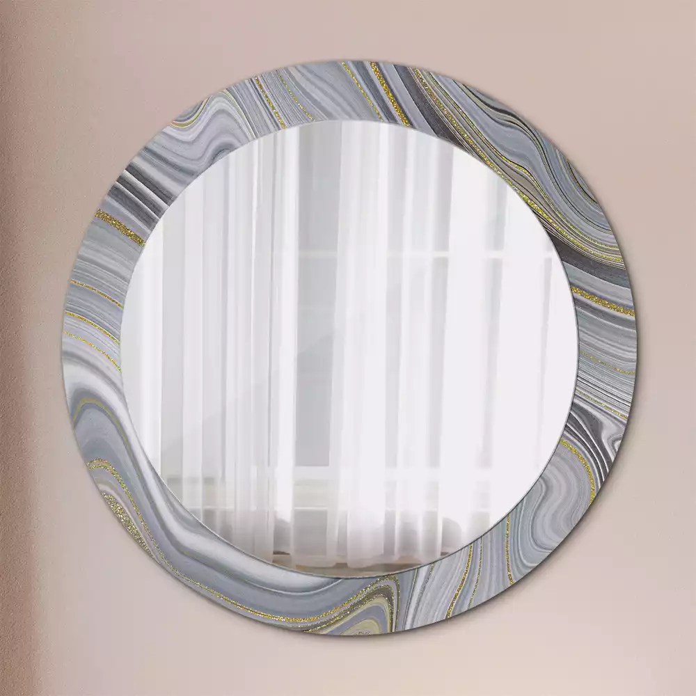 Miroir rond avec décoration Marbre gris