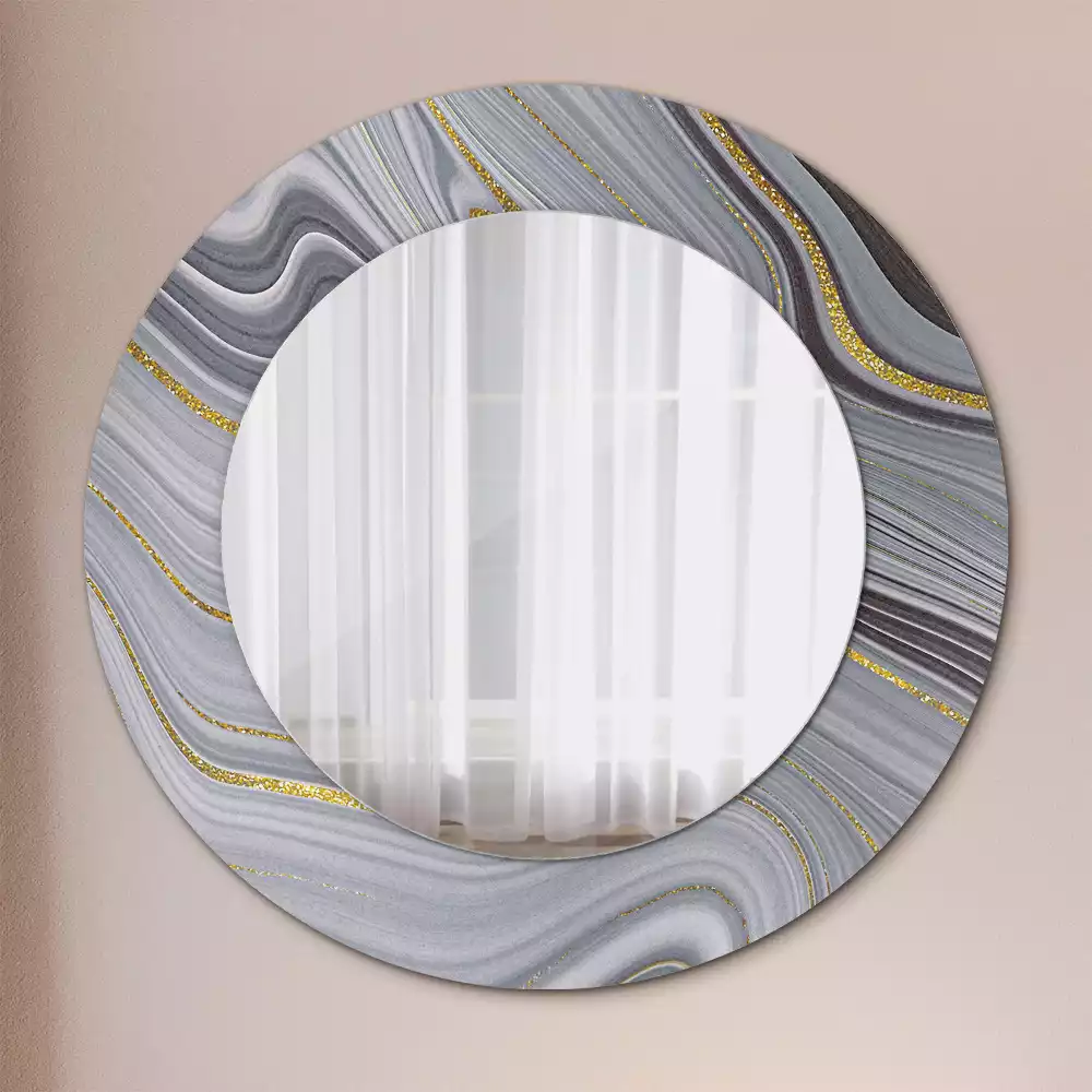 Miroir rond avec décoration Marbre gris
