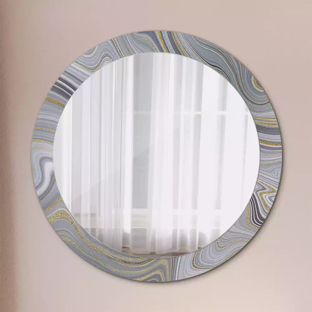 Miroir rond avec décoration Marbre gris