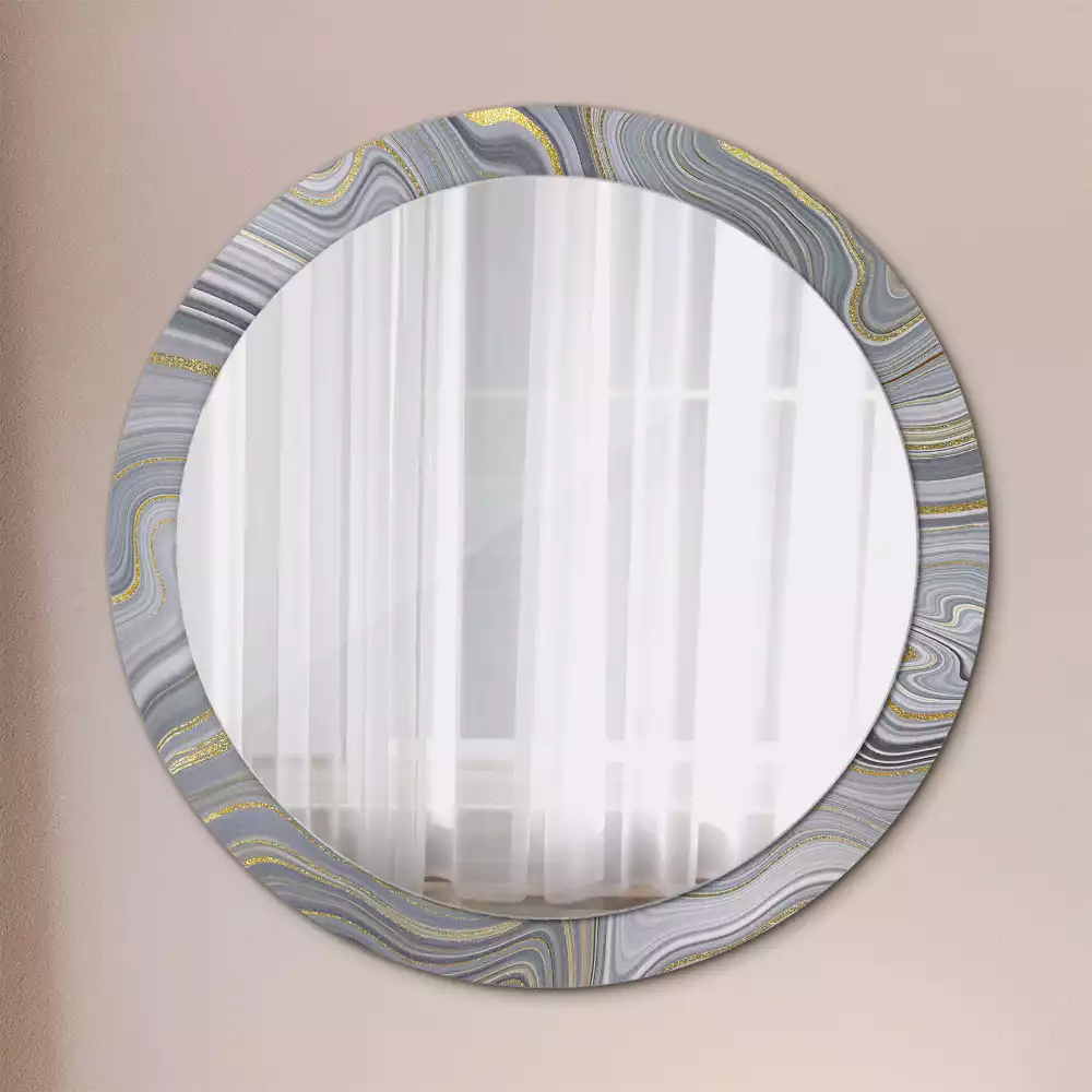Miroir rond avec décoration Marbre gris