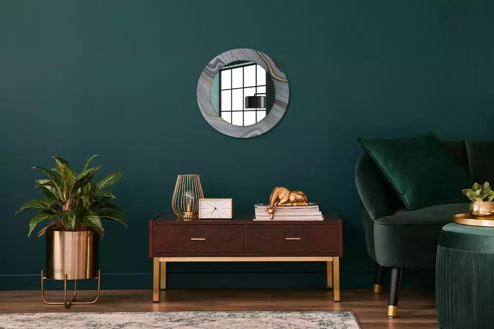 Miroir rond avec décoration Marbre gris