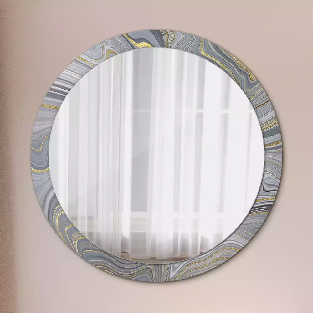 Miroir rond avec décoration Marbre gris