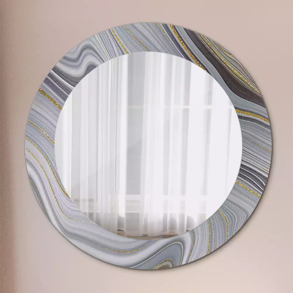 Miroir rond avec décoration Marbre gris