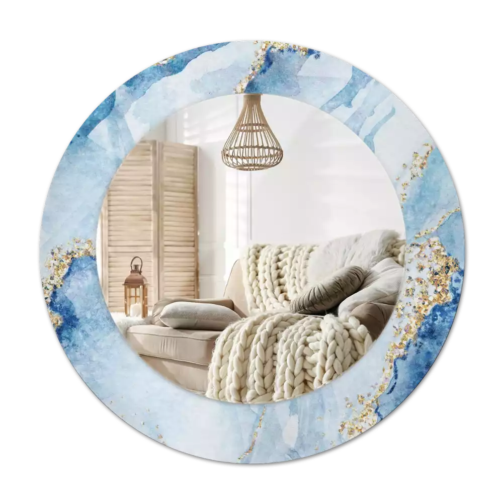 Miroir rond imprimé Marbre azur
