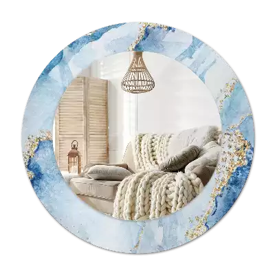 Miroir rond imprimé Marbre azur