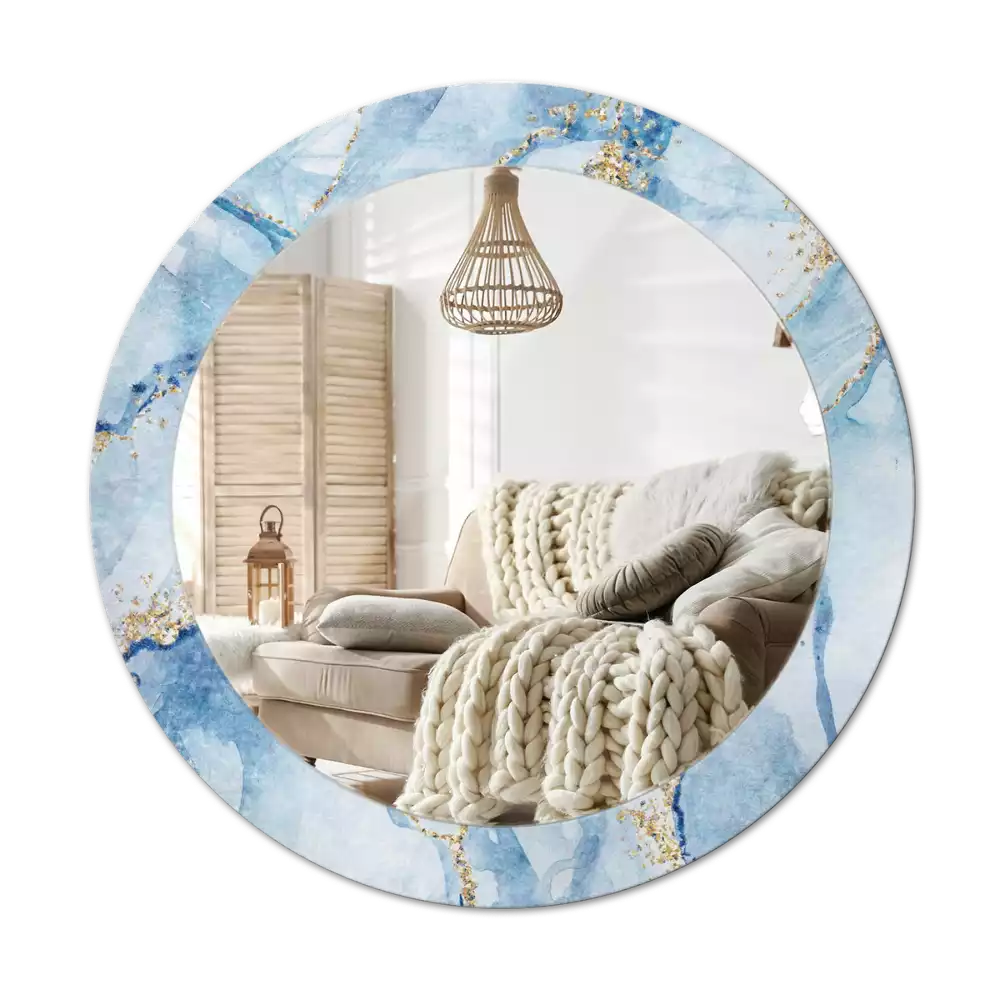 Miroir rond imprimé Marbre azur