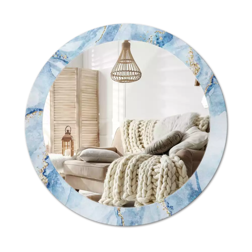 Miroir rond imprimé Marbre azur