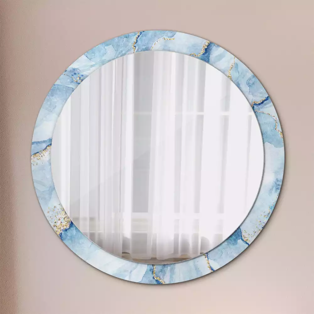 Miroir rond imprimé Marbre azur