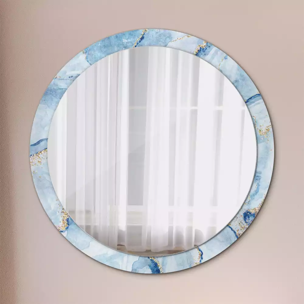 Miroir rond imprimé Marbre azur