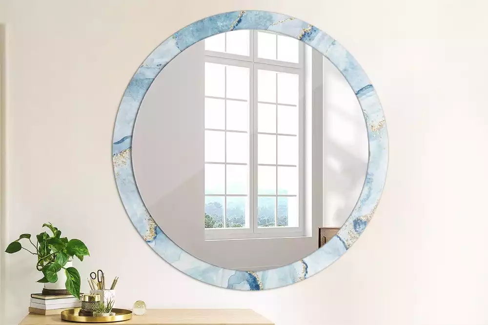 Miroir rond imprimé Marbre azur
