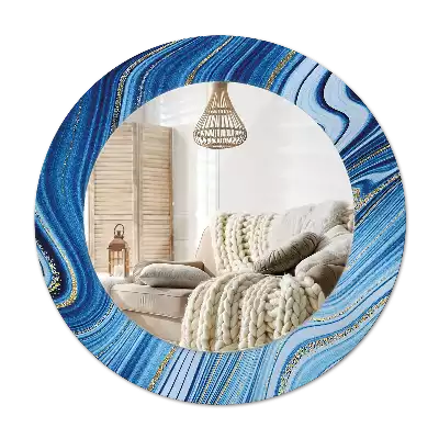 Miroir rond avec décoration Rivière marbrée