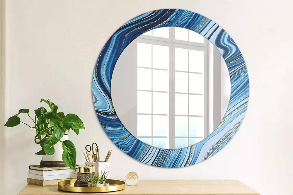 Miroir rond avec décoration Rivière marbrée
