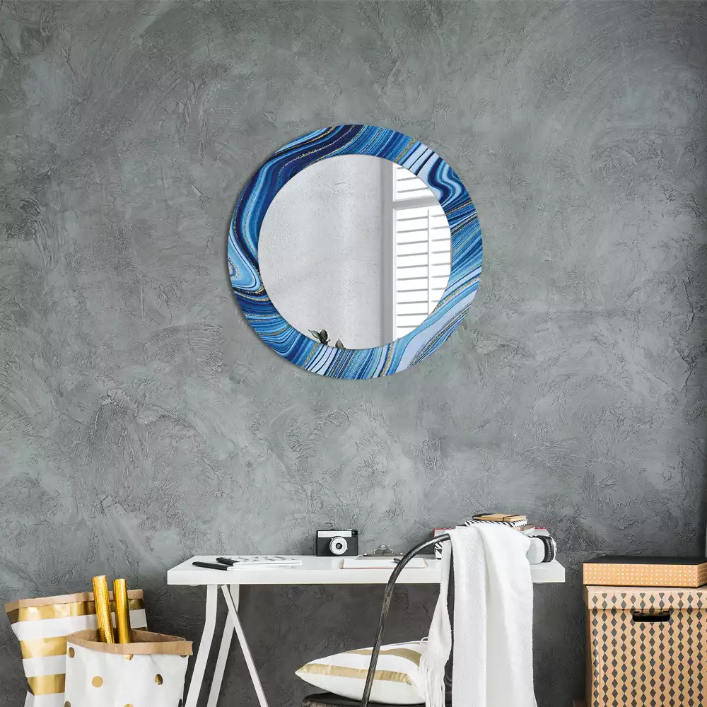 Miroir rond avec décoration Rivière marbrée