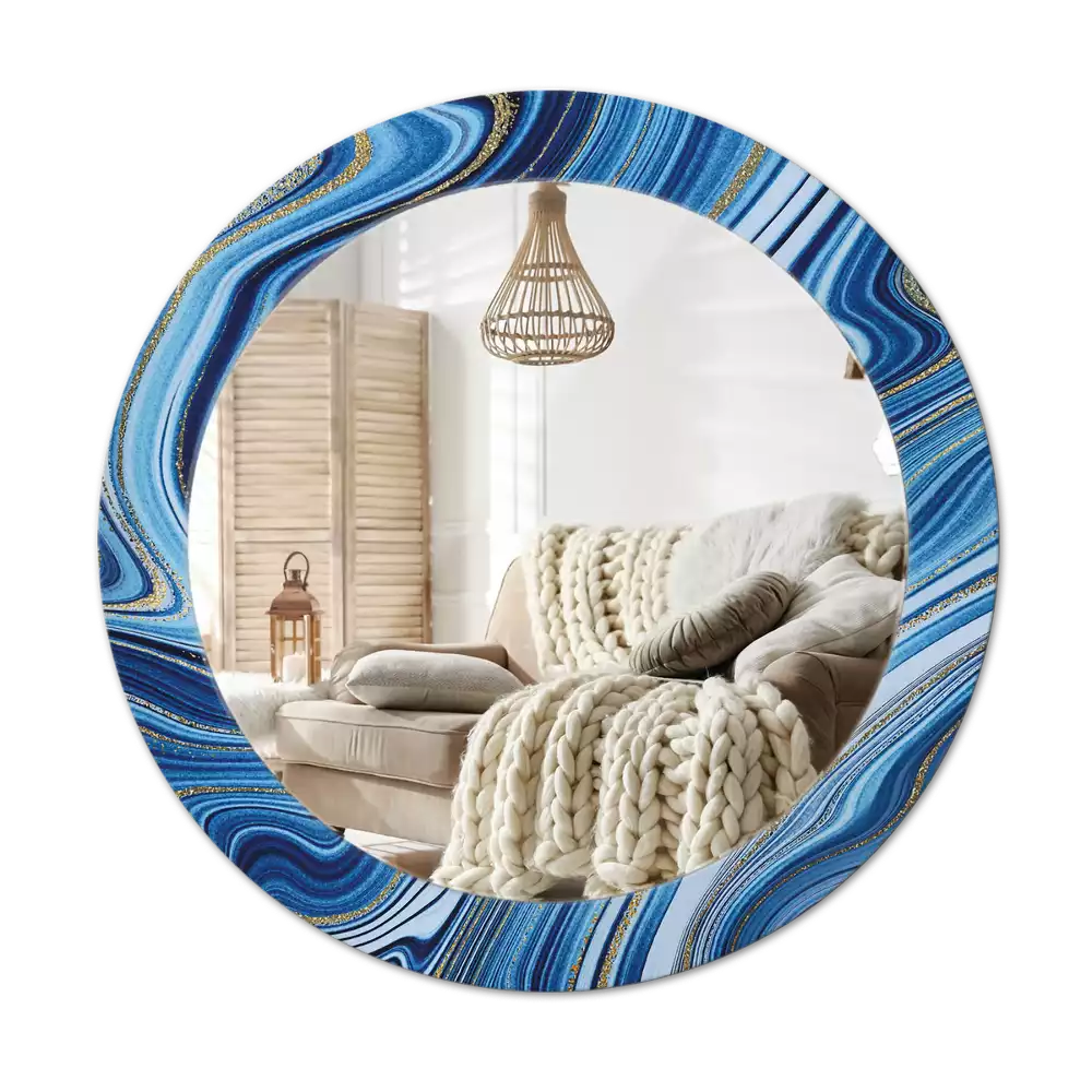 Miroir rond avec décoration Rivière marbrée