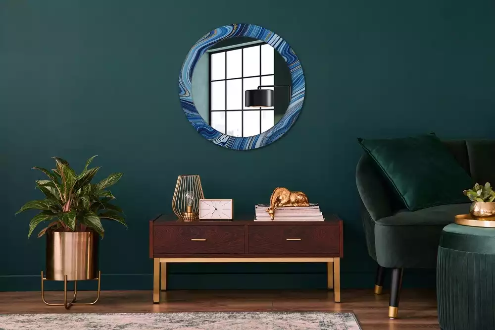 Miroir rond avec décoration Rivière marbrée