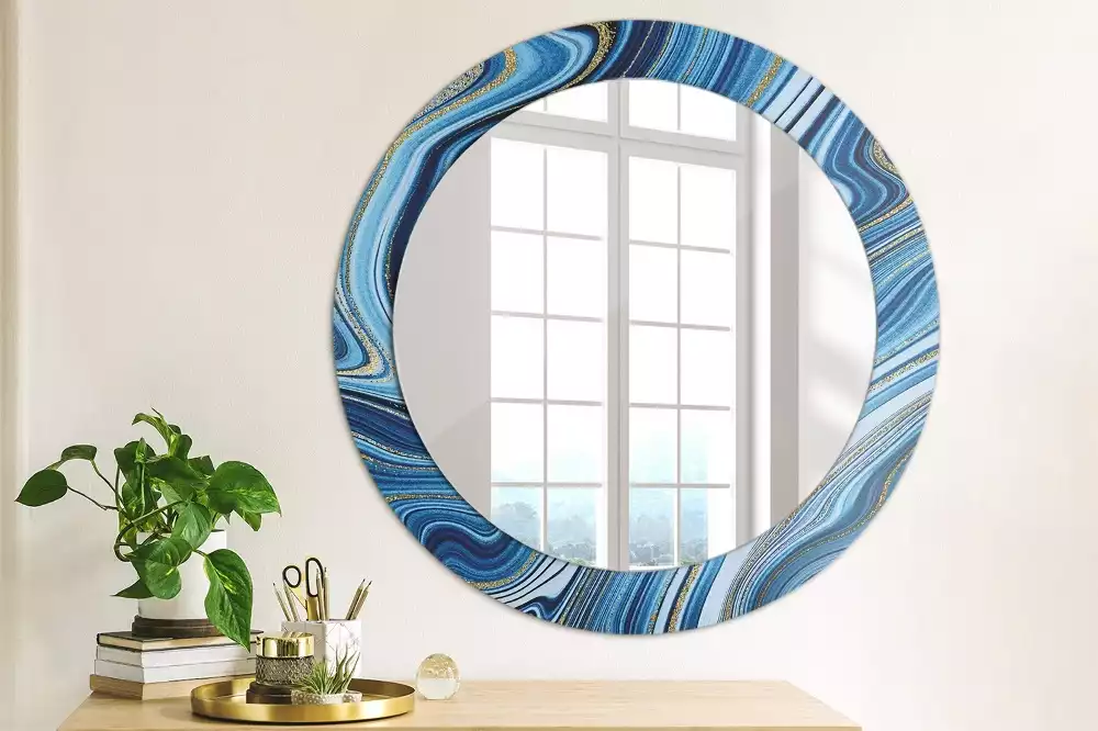 Miroir rond avec décoration Rivière marbrée