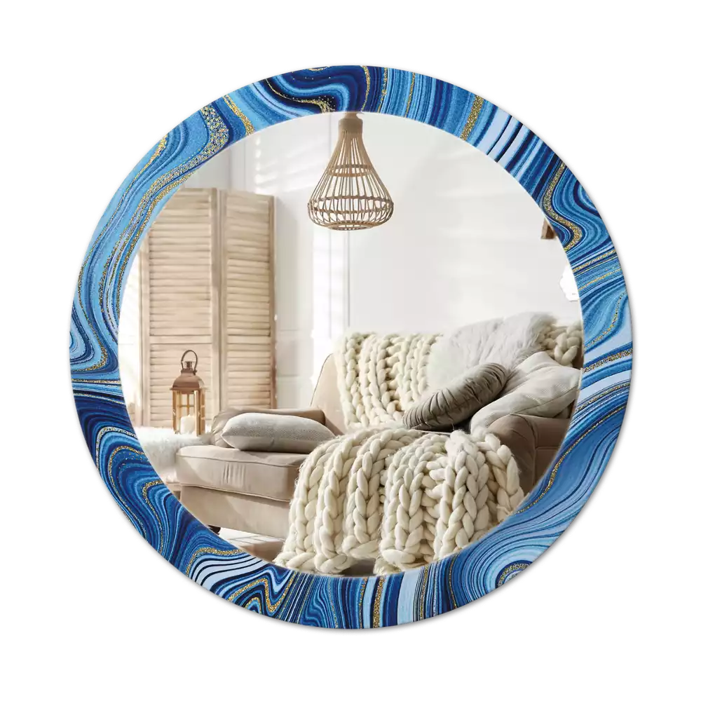 Miroir rond avec décoration Rivière marbrée
