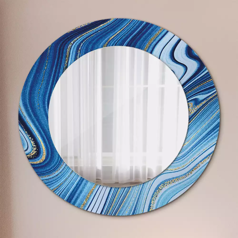Miroir rond avec décoration Rivière marbrée