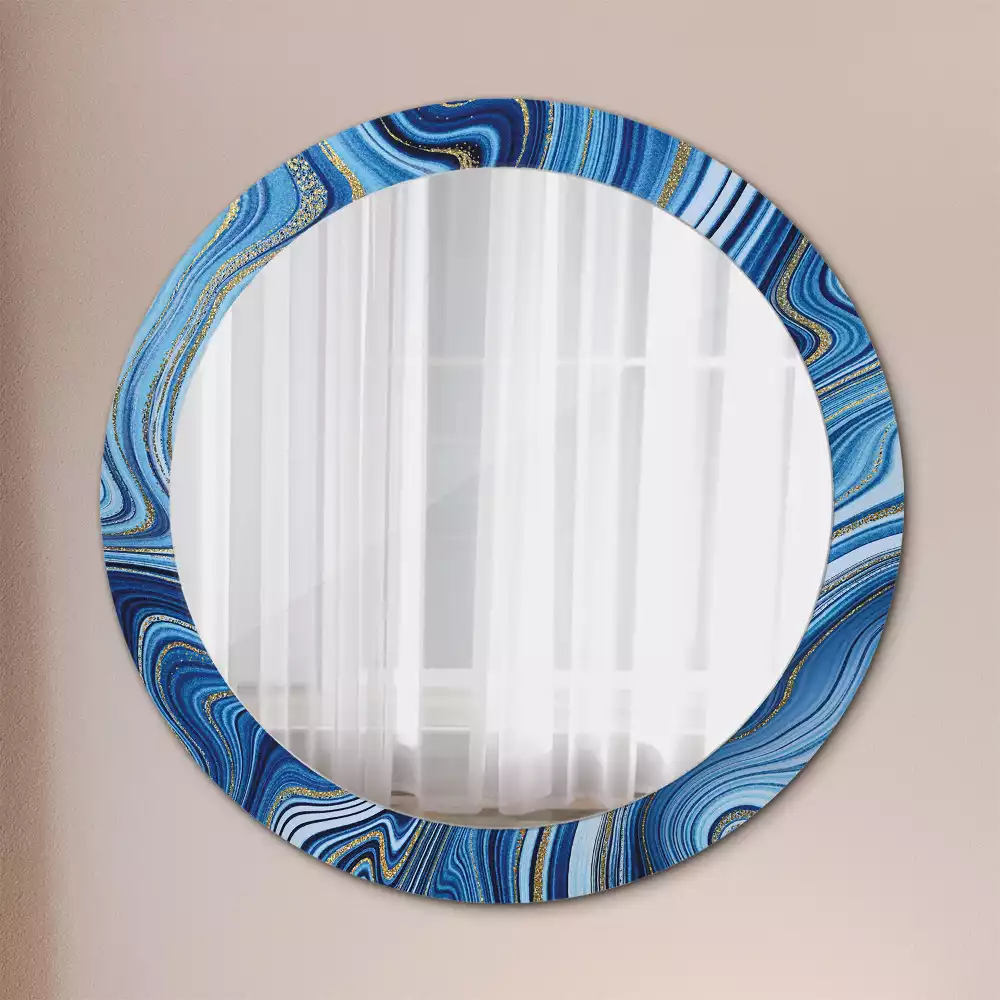 Miroir rond avec décoration Rivière marbrée