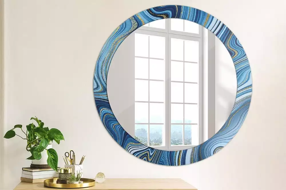 Miroir rond avec décoration Rivière marbrée