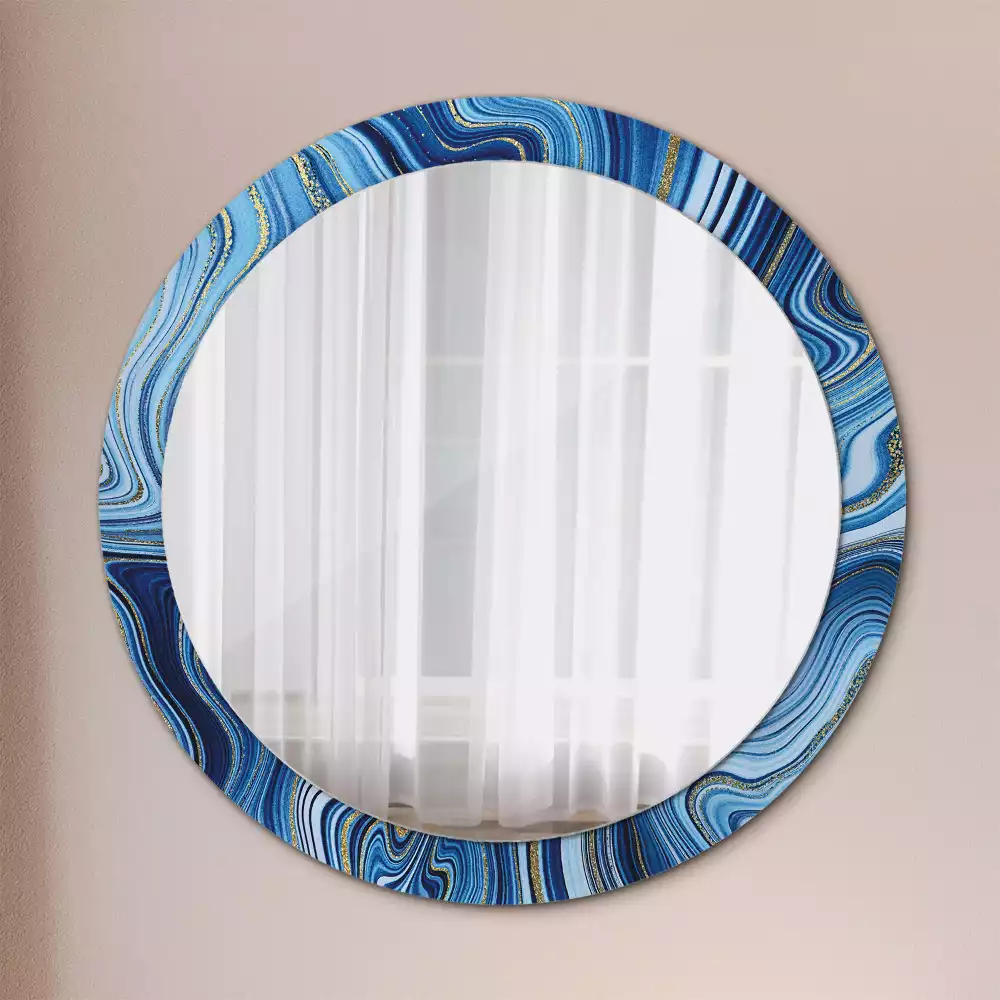 Miroir rond avec décoration Rivière marbrée