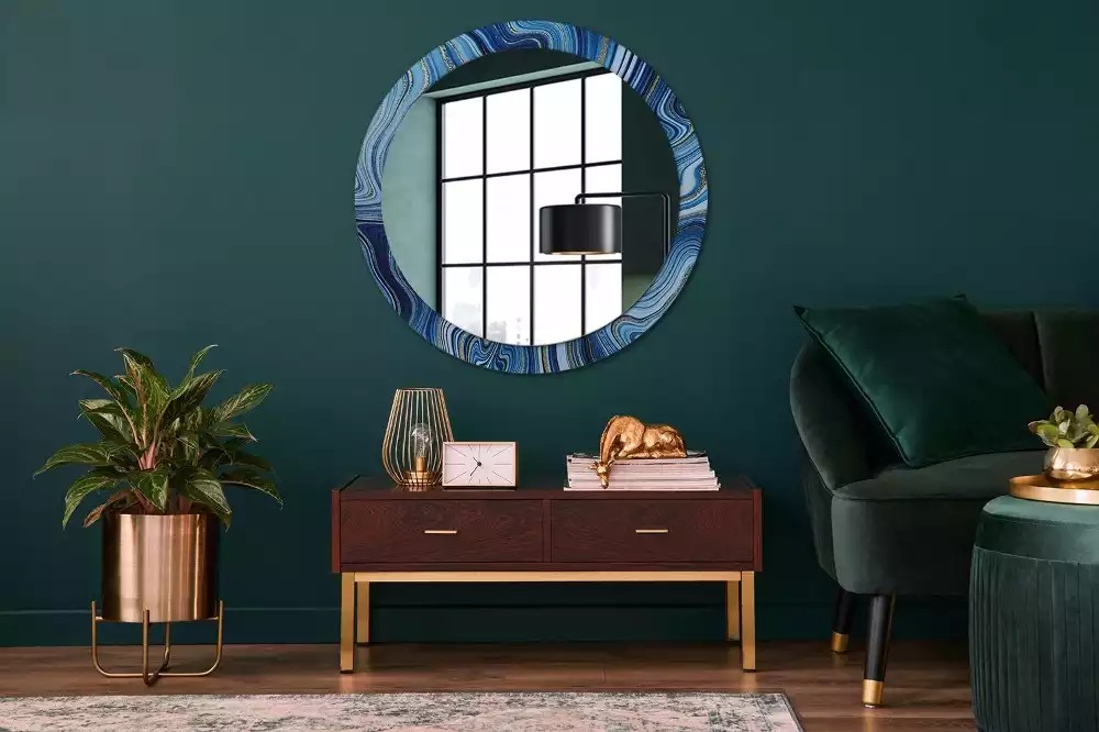 Miroir rond avec décoration Rivière marbrée