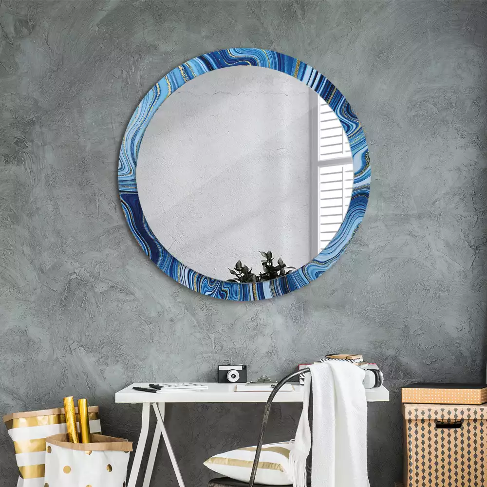 Miroir rond avec décoration Rivière marbrée