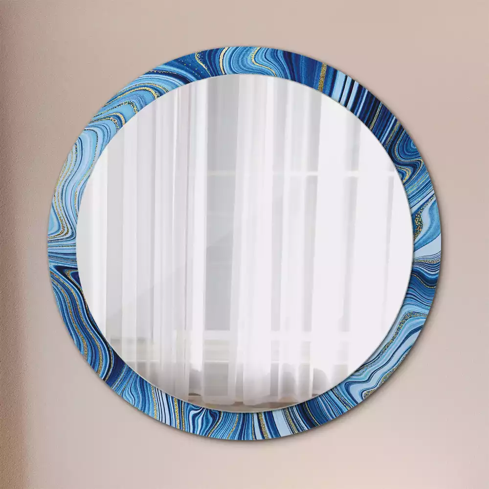 Miroir rond avec décoration Rivière marbrée