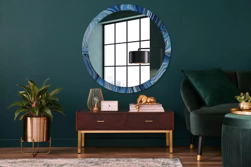 Miroir rond avec décoration Rivière marbrée
