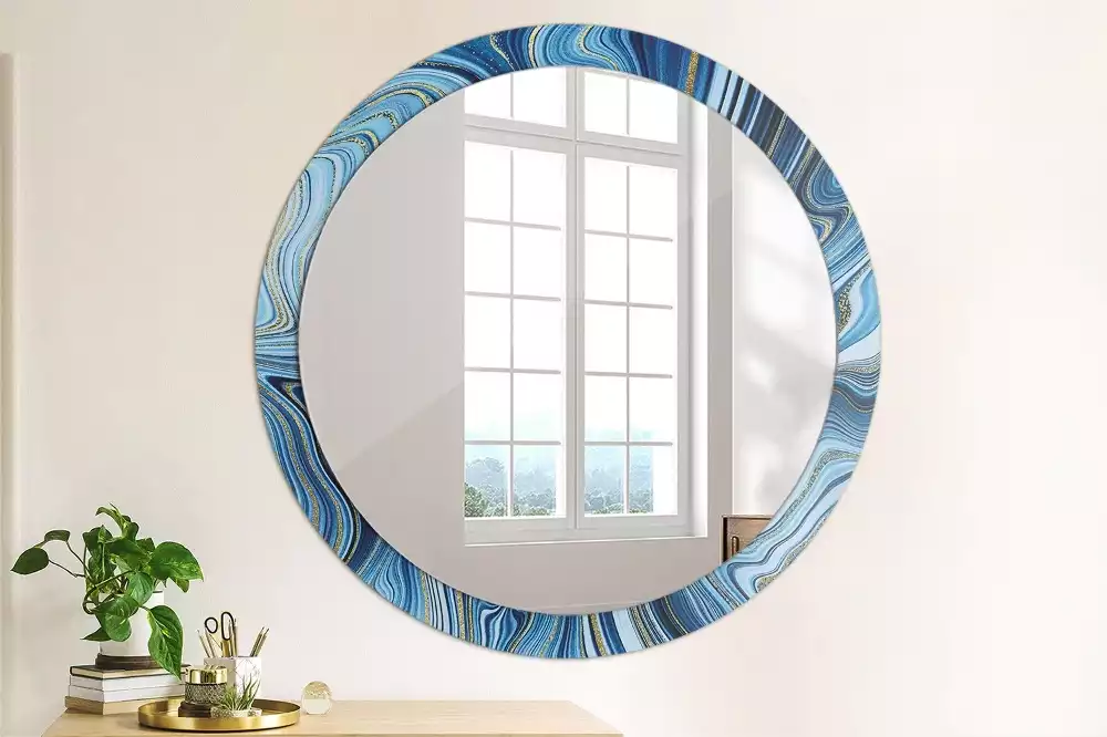 Miroir rond avec décoration Rivière marbrée