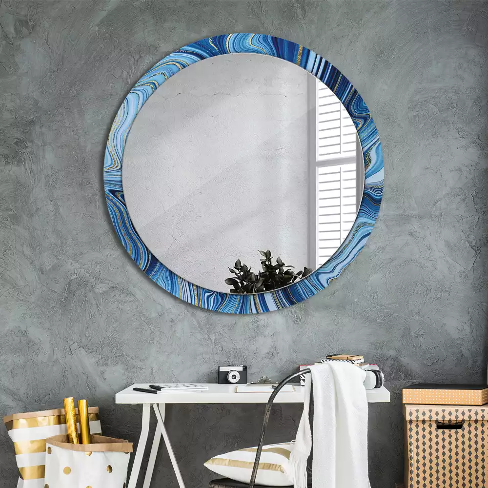 Miroir rond avec décoration Rivière marbrée