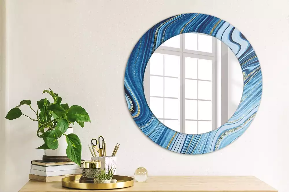 Miroir rond avec décoration Rivière marbrée