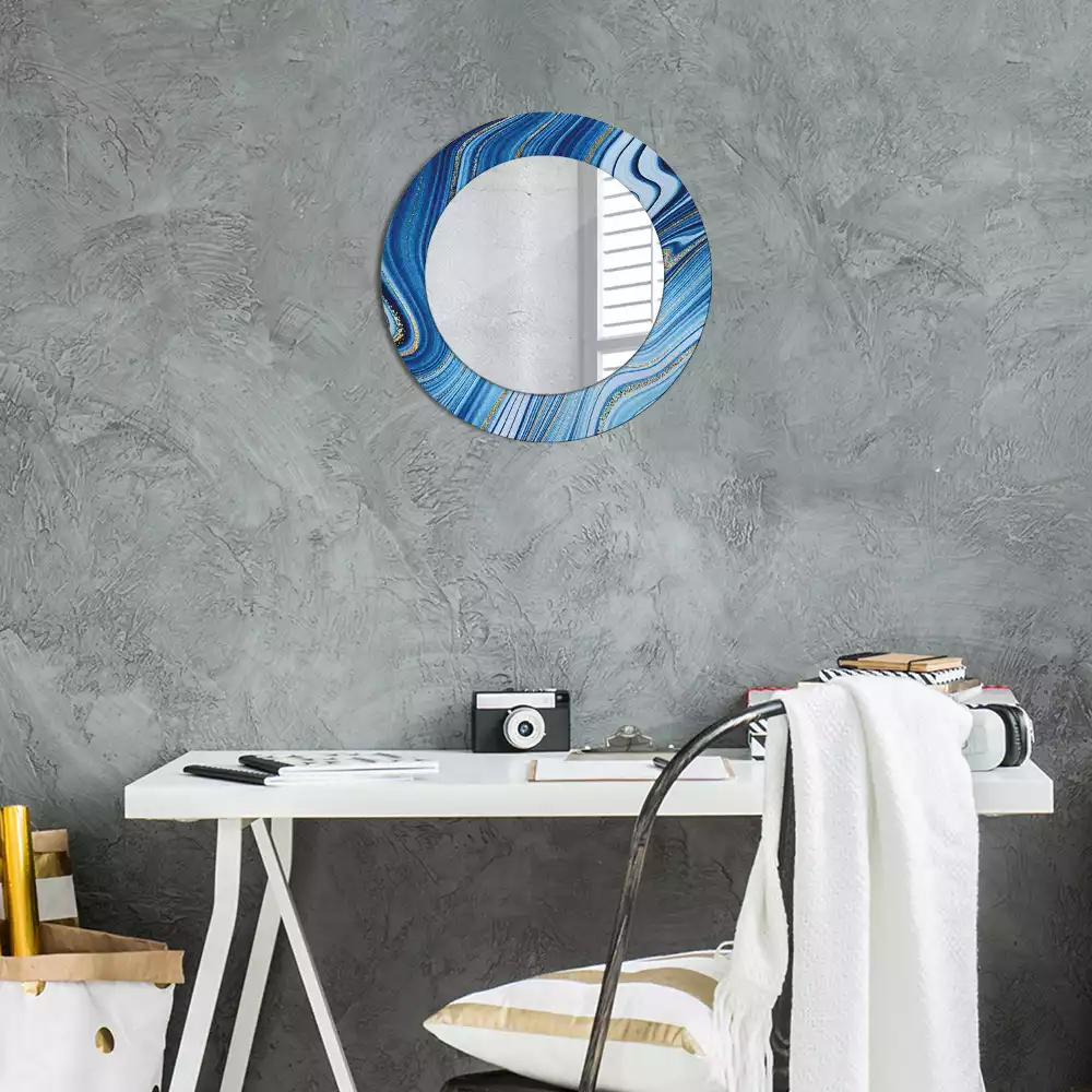 Miroir rond avec décoration Rivière marbrée